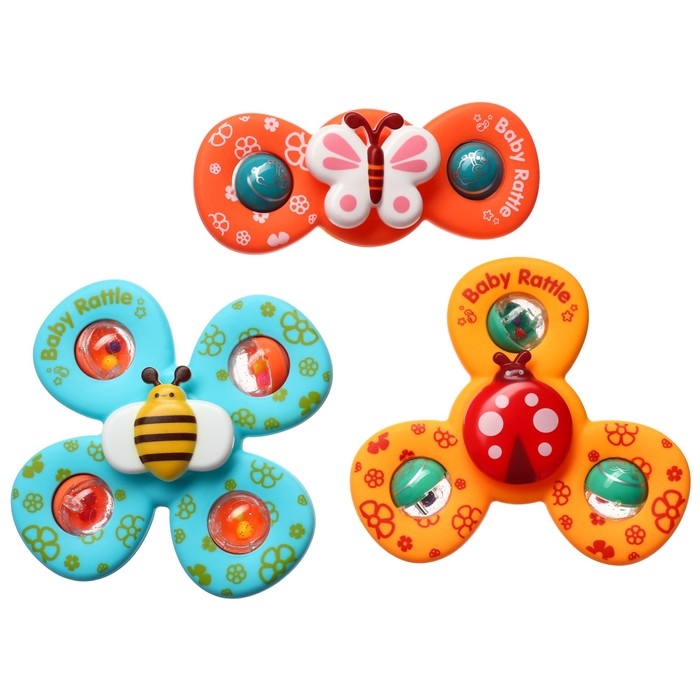 Набор игрушек для ванны &laquo;Спиннеры. Бабочки&raquo;, 3 шт, на присоске, Крошка Я