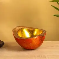 Чаша из кокоса, 19&times;22&times;10 см, красно-золотая