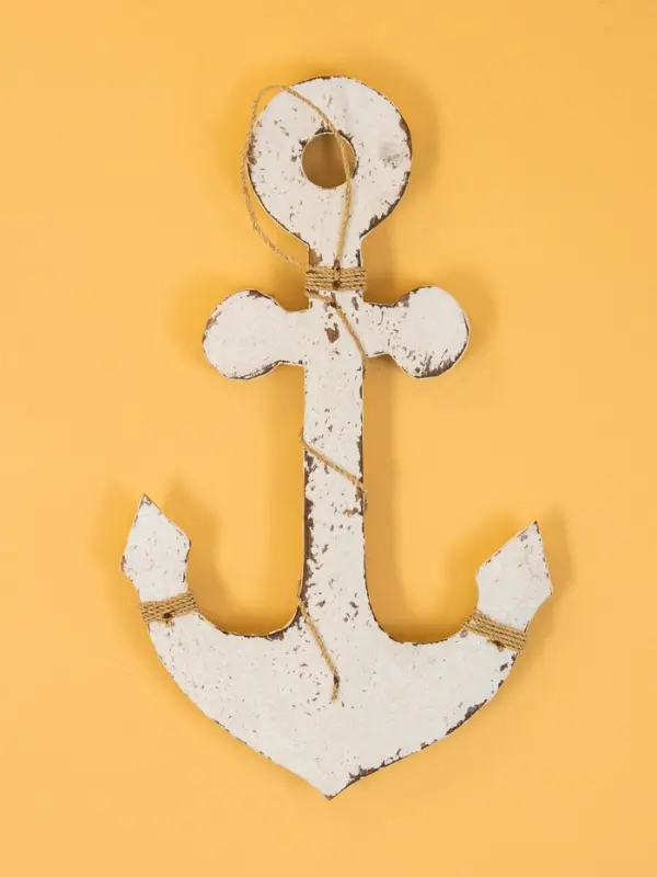 Декор интерьерный "Якорь" дерево 23х2х40 см, цв. бело-коричневый