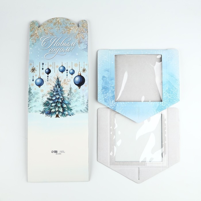 Коробка кондитерская с окном, сундук, &laquo;Ёлочка&raquo;, 20 х 20 х 20 см, Новый год