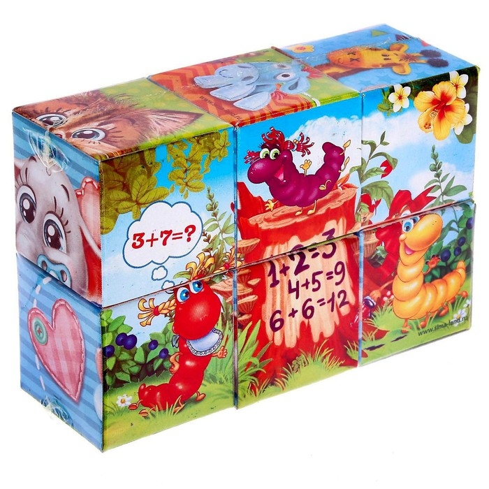 Кубики &laquo;Зверята&raquo;, 6 штук (картон)