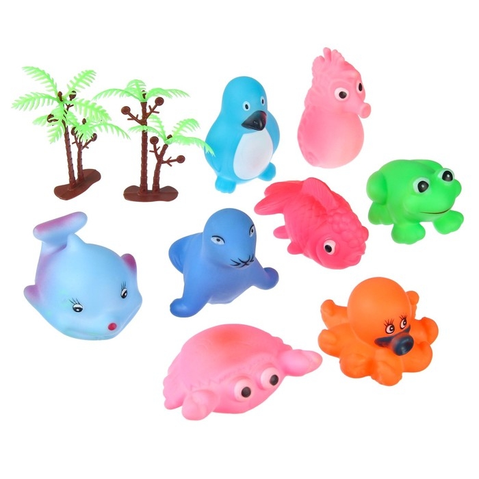 Набор резиновых игрушек для ванны &laquo;На острове&raquo;, с пищалкой, 8 шт, Крошка Я