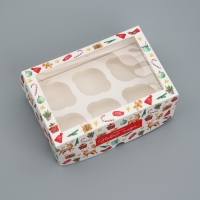 Коробка складная на 6 капкейков с окном &laquo;Яркого Нового года&raquo;, 25 х 17 х 10 см, Новый год