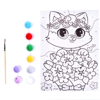 Картина по номерам для детей &laquo;&lrm;Котёнок в букете&raquo;&lrm;, 21 х 15 см