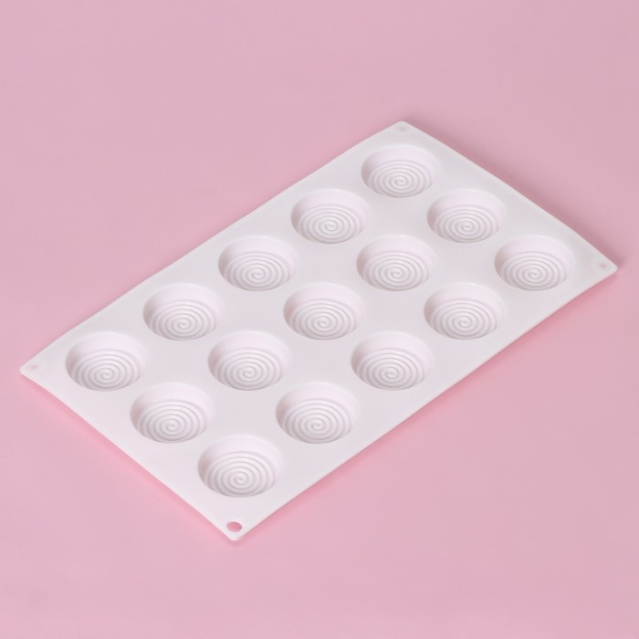 Форма для конфет и шоколада Доляна &laquo;Гипноз&raquo;, силикон, 29&times;17&times;1,1 см, 15 ячеек (d=4,2 см), цвет белый