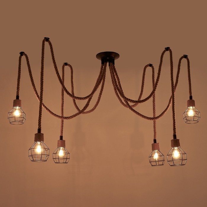 Светильник "Паук" 6хE27 40Вт черный