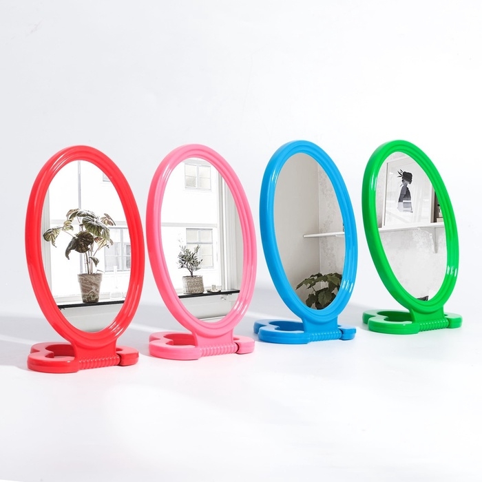 Зеркало настольное - подвесное &laquo;Овал&raquo;, зеркальная поверхность 8,5 &times; 12,5 см, фасовка 20 шт, цвет МИКС