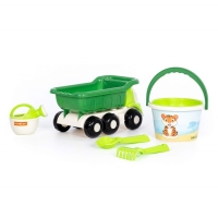 Песочный набор №640 &laquo;Кеша&raquo; сафари: самосвал, ведро, ситечко, совок, грабельки, лейка, цвета МИКС