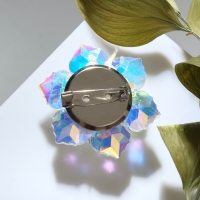 Брошь &laquo;Цветок&raquo; сказочный, цвет радужный в серебре