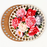 Донышки для вязания 2 в 1 &laquo;Пионы&raquo;, круг 15 см, хдф 3 мм