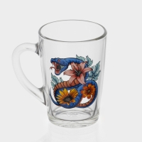 Кружка стеклянная кофейная &laquo;Цветы и змеи&raquo;, 300 мл, МИКС