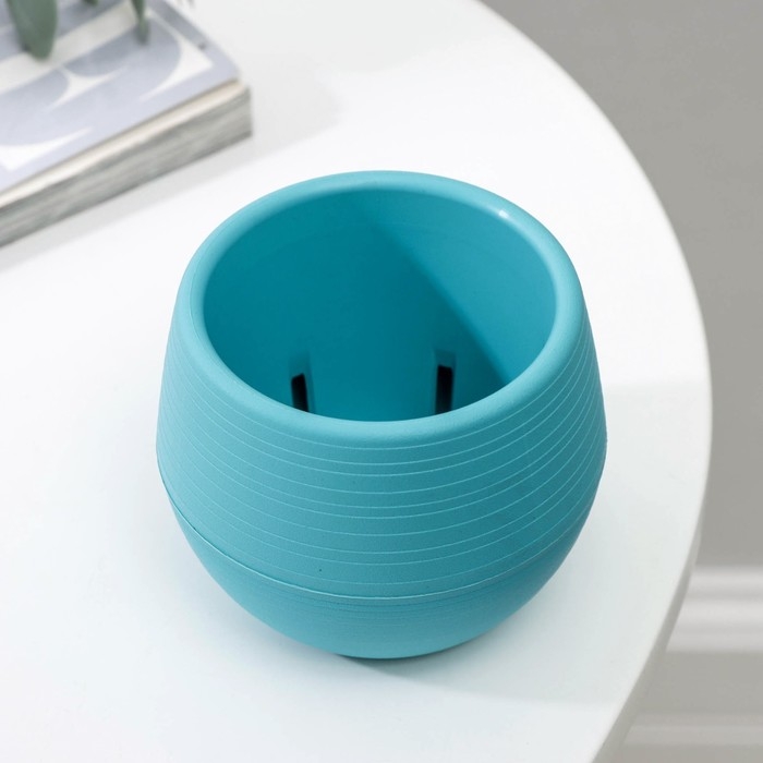 Горшок для цветов с поддоном &laquo;Япония&raquo;, 125 мл, d=8 см, h=6,5 см, цвет бирюзовый
