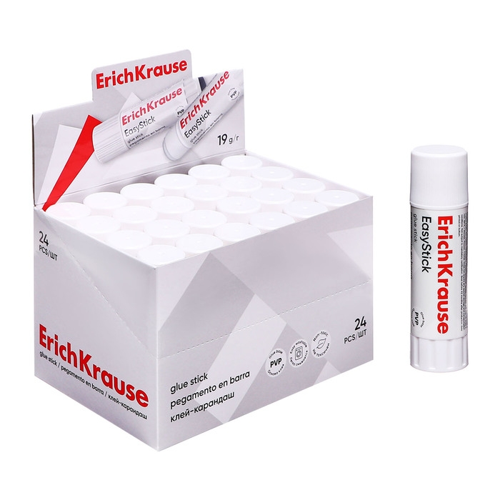 Клей-карандаш ErichKrause Standard, 19 г, быстрое склеивание