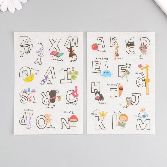 Наклейка бумага "Интересный алфавит" набор 6 листов 18,6х10 см