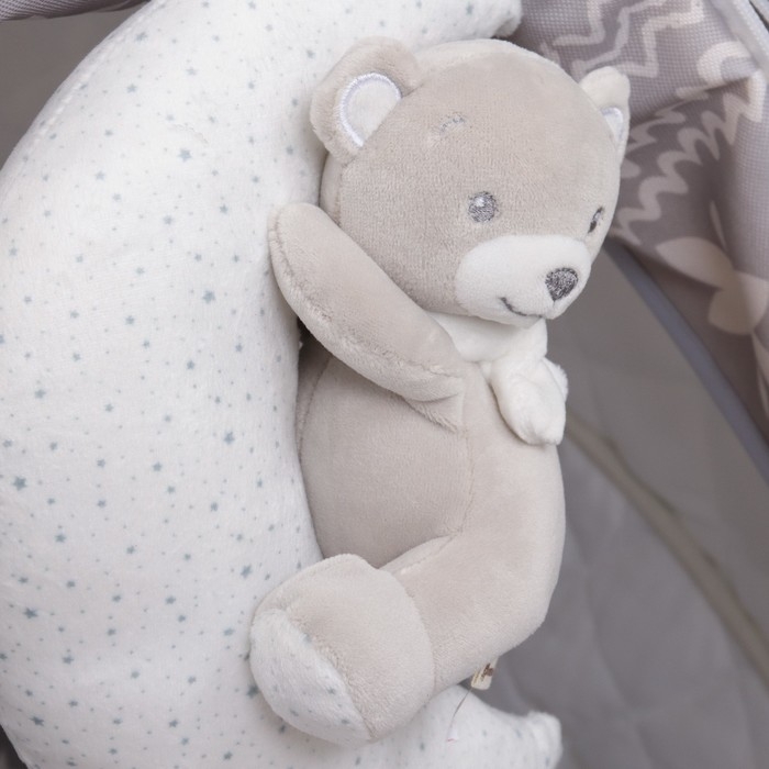 Подвеска музыкальная &laquo;Серый мишка&raquo;, заводная, с погремушкой, на кроватку, коляску, Крошка Я