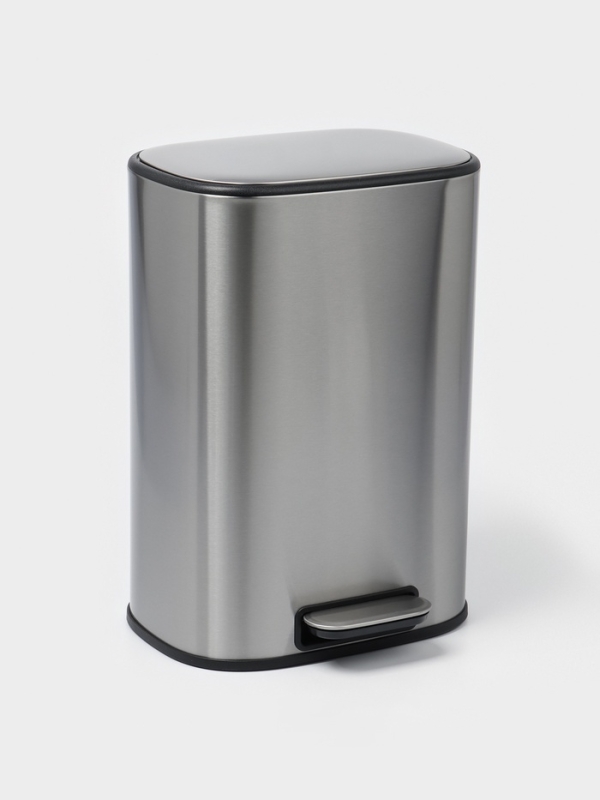 Ведро мусорное с педалью, 12л, нерж. сталь, цвет хром матовый