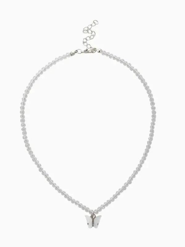 Чокер &laquo;Бабочка&raquo; хрусталь, белый в серебре, 36 см + 5 см доп, цепочка