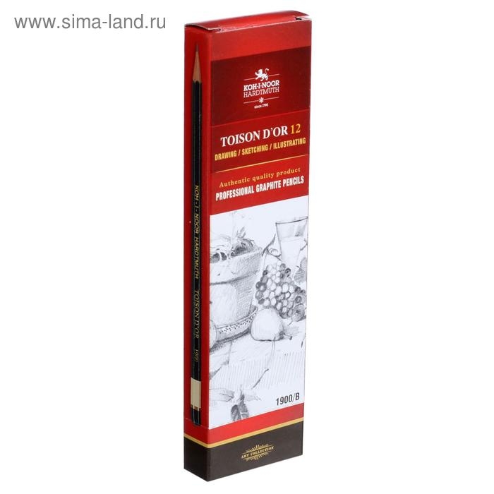 Карандаш профессиональный чернографитный 2.0 мм, Koh-I-Noor 1900 B, L=175 мм