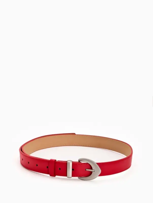 Ремень жен 05-01-02-01, Июнь2506, 3*0,3*110 см, без винта, пряж мат металл, 1 прокол, красн   109031