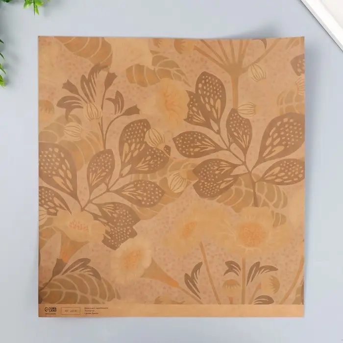 Бумага для скрапбукинга двусторонняя крафт "Флора" плотность 180 гр 30,5х32 см