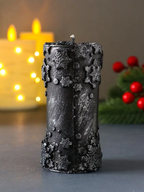 Свеча столбик "С Новым годом" 55*105 мм темно-синяя