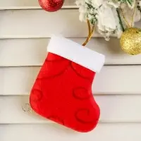 Подвеска на ёлку &laquo;Носок с узорами&raquo;, мягкая, 6&times;8 см, красный