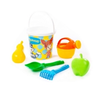 Песочный набор игрушек &laquo;Простоквашино&raquo;, 6 предметов: ведро, лопатка, грабельки, формочки, лейка, МИКС