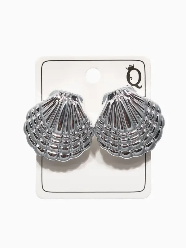 Серьги пластик &laquo;Ракушка&raquo; мини, цвет серебро