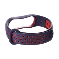 Ремешок Luazon для фитнес-браслета Mi Band 5/6/7, с перфорацией, чёрно-красный