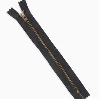 Молния металлическая, №5, неразъёмная, джинсовая, замок автомат, 18 см, цвет серый/золотой, цена за 1 штуку