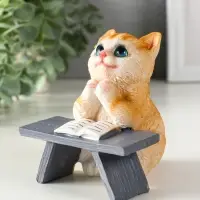 Сувенир полистоун "Котик с книгой за партой" рыжий 9х8,5х9,5 см