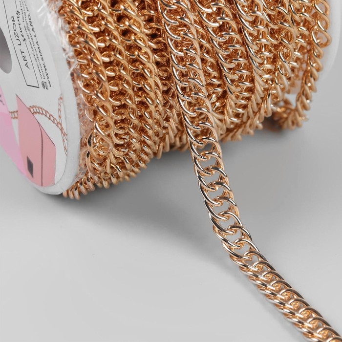Цепочка для сумки, витая, железная, 7 &times; 9,9 мм, 10 &plusmn; 0,5 м, цвет золотой