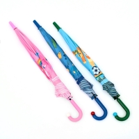 Зонт-трость детский п/авт R43/50 П/Э ЖИВОТНЫЕ ручка-крюк МИКС пакет