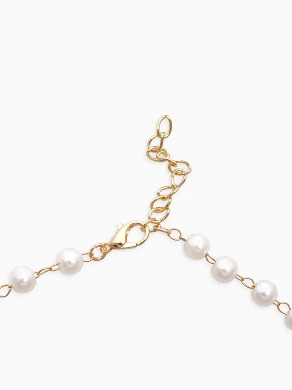 Колье на жемчужной дорожке "Пчёлка", цветная в золоте 40+удл, d6