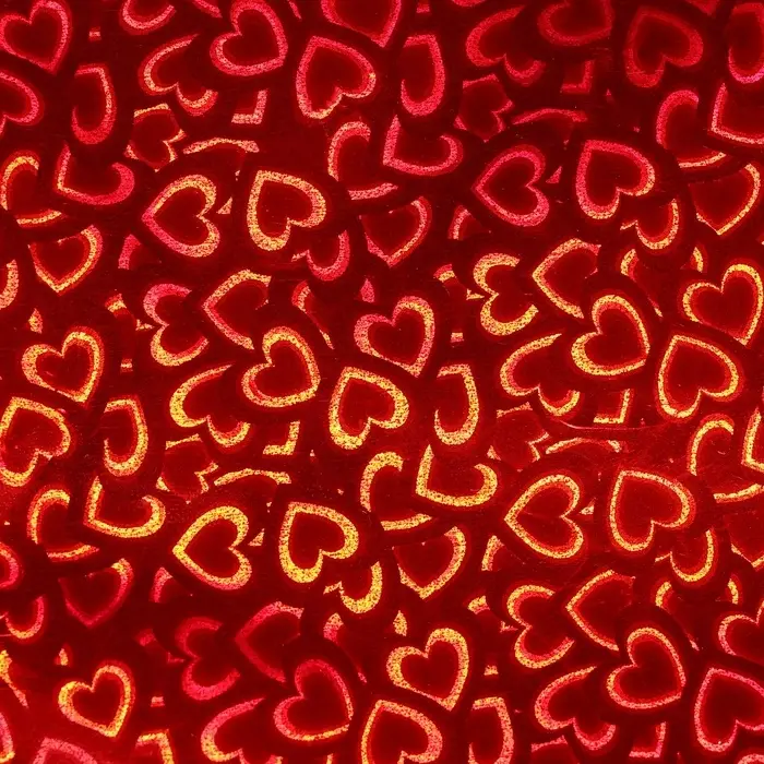 Пленка голографическая, &laquo;Сердечки&raquo;, красная, 70 см &times; 1 м