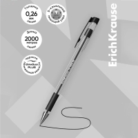 Ручка шариковая ErichKrause ULTRA-30, игольчатый узел 0.7 мм, чернила чёрные, резиновый держатель, длина линии письма 2000 метров