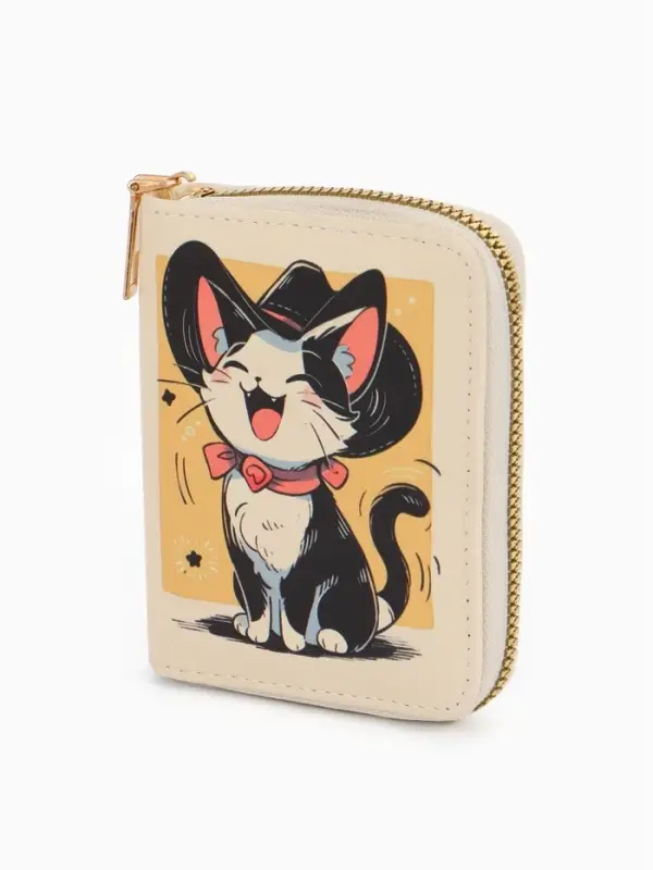 Кошелек дет 07-01-01 Июнь2548 кот, 8,5*2,5*10,5 см, 2 отд+отд/молн, д/карт, белый