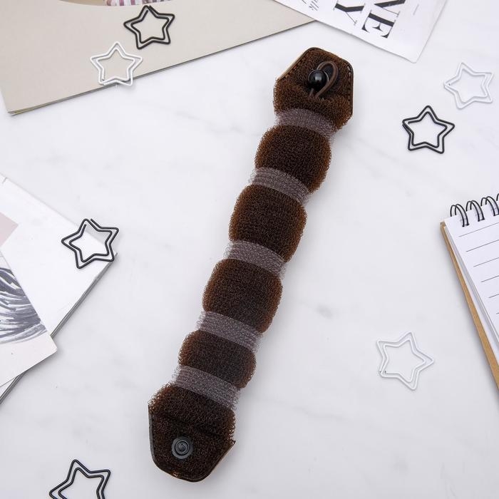 Валик с креплением и резинкой для создания пучка 5х22,5 см, коричневый