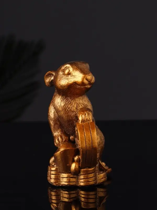 Набор "Кролик фен-шуй с подсвечником", 12х20 см, бронза