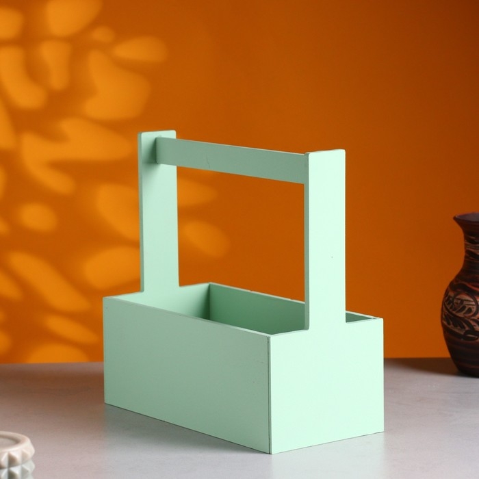 Кашпо деревянное "Эллада большая, сетка", с ручкой,  25&times;12,5&times;10(25) см Оливковый