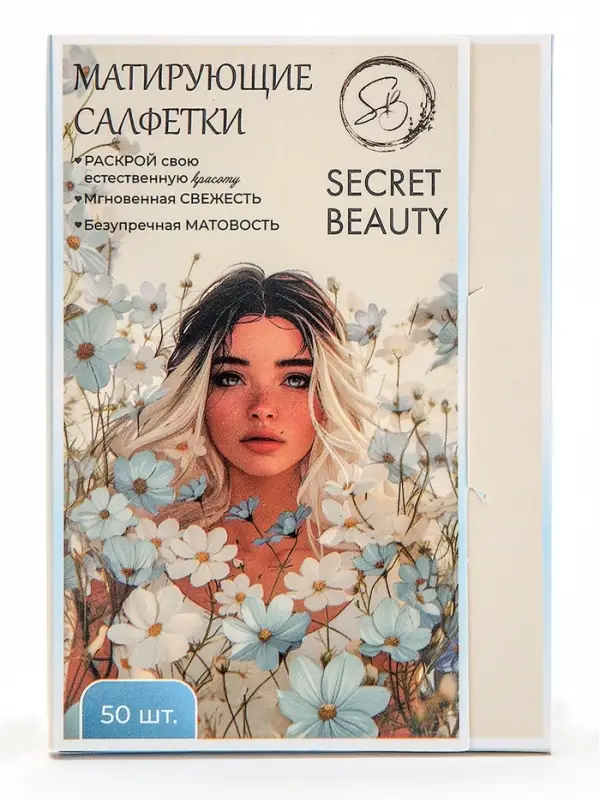 Матирующие салфетки Secret Beauty, 50 шт., белые