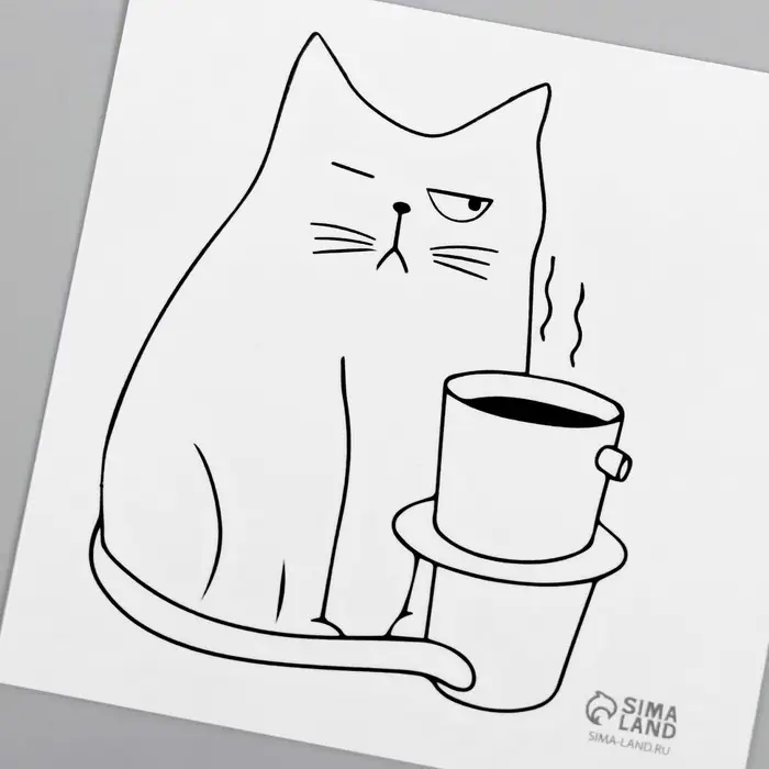 Переводная тату на тело чёрная &laquo;Котокофе&raquo;, 6&times;6 см