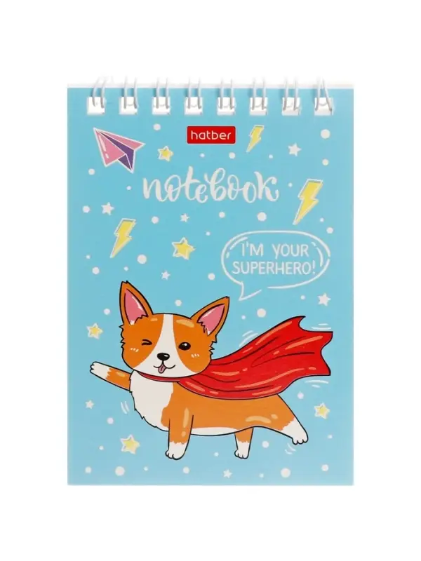 Блокнот 40л А6 клетка Hatber "Забавные корги", на гребне, обл мел карт
