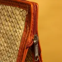 Сумка плетёная на молнии из пандана 35х12х40 см, светло-коричневый