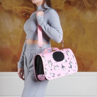 Сумка-переноска каркасная "Играющие котики", размер S, 37,5 х 17 х 22 см, розовая