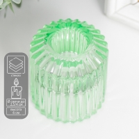 Стеклянный подсвечник на 1 свечу &laquo;Долли&raquo;, d=2.5 см, 4 см, салатовый, 6&times;5&times;5 см