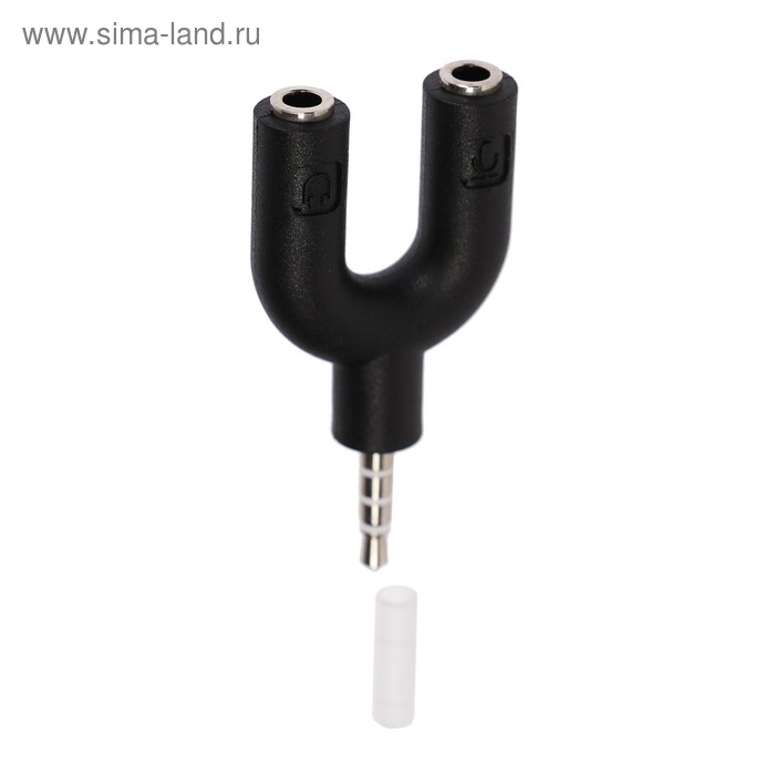 Разветвитель Luazon, Jack 3.5 мм (4pin)(m)-2xJack 3.5 (3 pin)(f), для микро и наушников