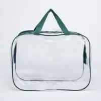 Косметичка на молнии, цвет прозрачный/зелёный