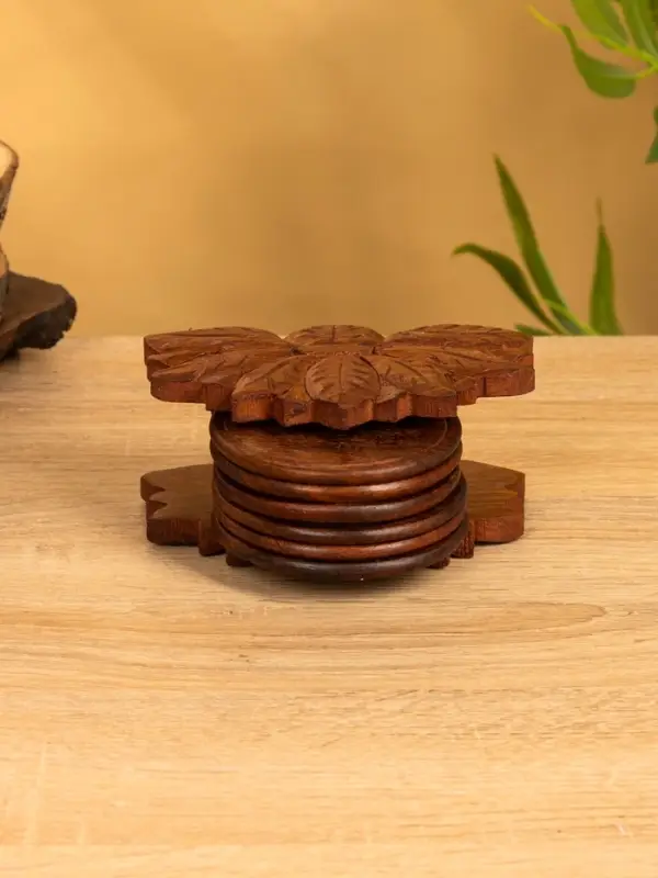 Подставка под горячее "Цветок" (набор 6 шт), 14х10х6 см, дерево шишам