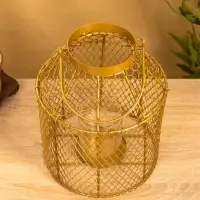 Подсвечник фонарь со стеклянной колбой 20х20х26 см, d 10 см, металл, цв. золото